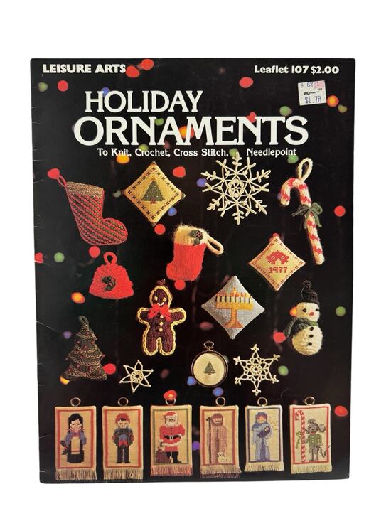 Leisure Arts Other - Vintage Holiday Ornaments Design Leaflet Knit Crochet Cross Stitch Needlepoint